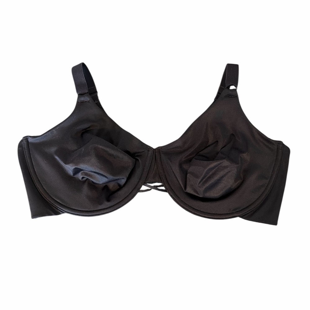 Vanity Fair black bra 42D underwire lightly lined seamless smooth‎ full figure